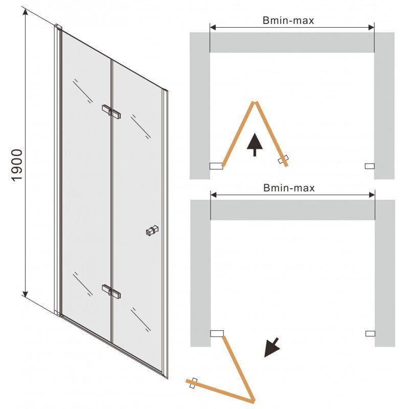 Dušas durvis Mexen Lima 70,80,90,100,110,120x190 cm, grey cena un informācija | Dušas durvis, dušas sienas | 220.lv