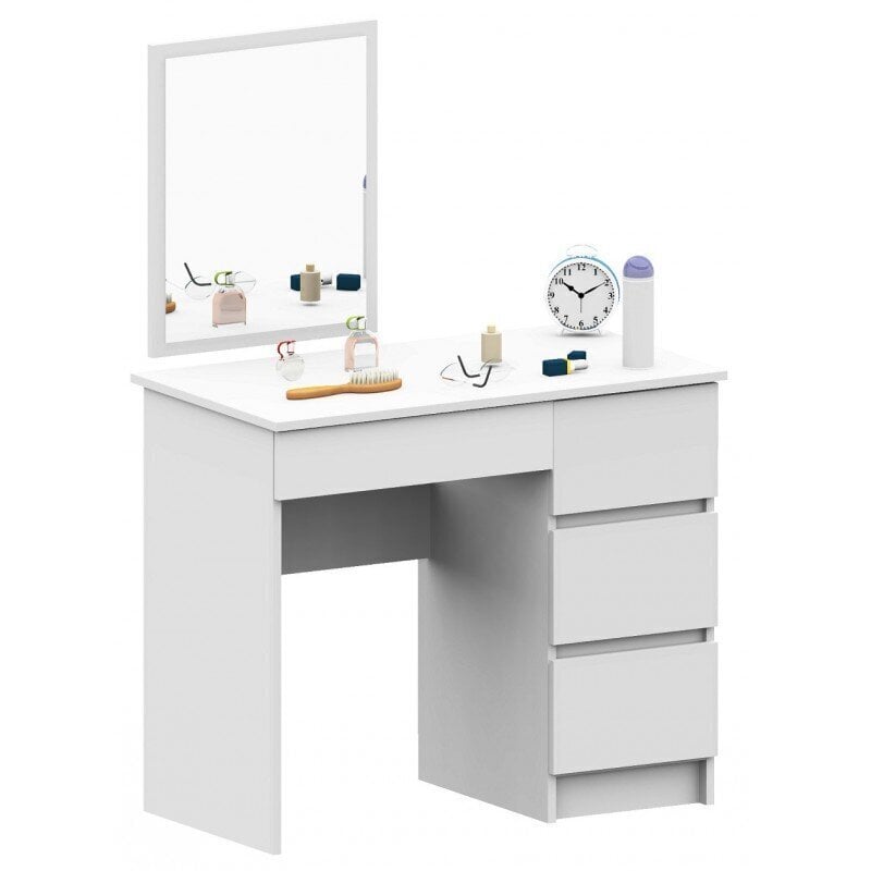Kosmētikas galdiņš T-6/SL ar spoguli 500x600 mm, baltas krāsas cena un informācija | Kosmētikas galdiņi | 220.lv