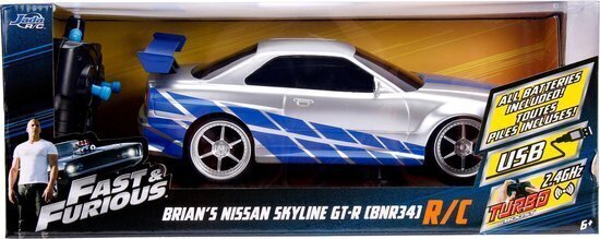 Radiovadāms automašīnas modelis Simba Jada Toy Fast & Furious Nissan Skyline GTR 1:16 цена и информация | Rotaļlietas zēniem | 220.lv