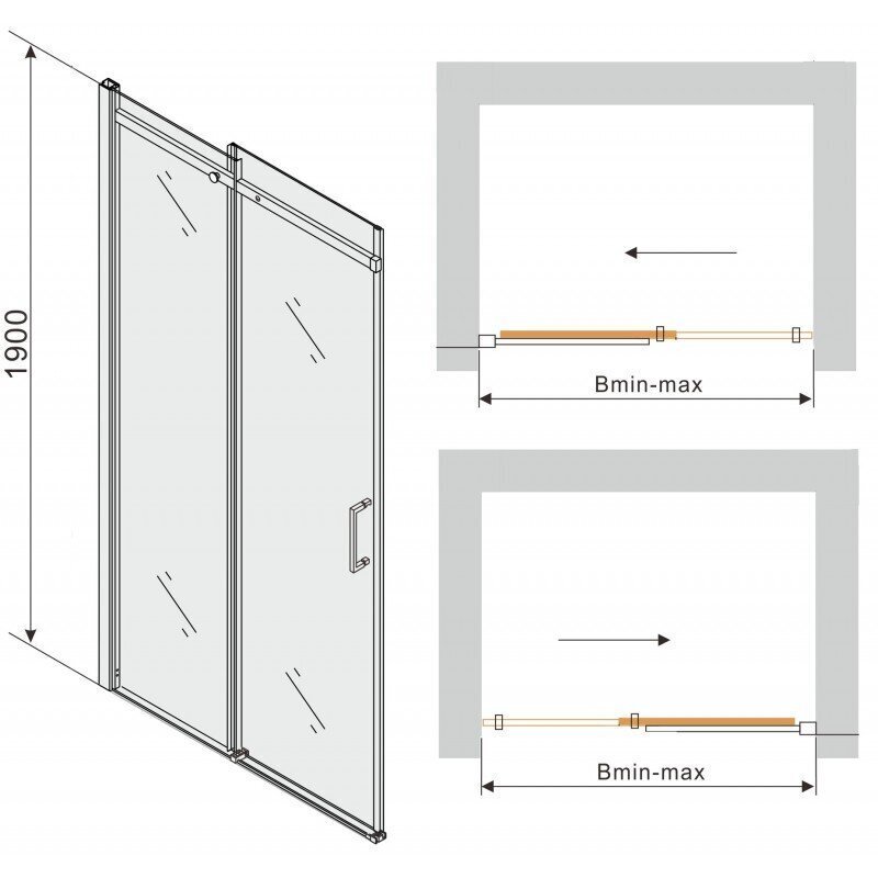 Bīdāmās dušas durvis Mexen Omega, 8 mm, 100,110,120,130,140,150,160x190 cm grey цена и информация | Dušas durvis, dušas sienas | 220.lv