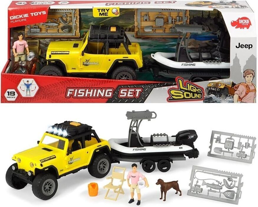 Zvejnieka komplekts Simba Dickie Toys Play Life Jeep + accessories cena un informācija | Rotaļlietas zēniem | 220.lv