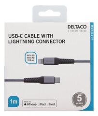 Deltaco IPLH-314M, USB C, Lightning, 1m cena un informācija | Savienotājkabeļi | 220.lv