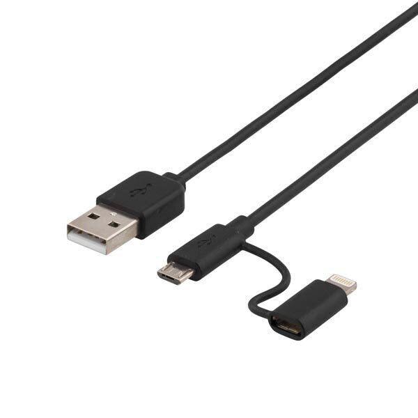 Deltaco IPLH-212, USB B, Lightning, Micro USB, 1m cena un informācija | Savienotājkabeļi | 220.lv