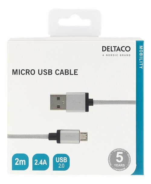 Deltaco MICRO-115F, USB A, USB Micro B, 2m цена и информация | Savienotājkabeļi | 220.lv