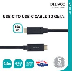 Deltaco USBC-1121M, USB C, 0.5m cena un informācija | Savienotājkabeļi | 220.lv