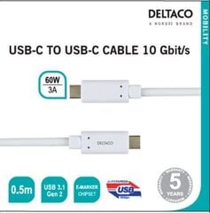 Deltaco USBC-1126M, USB C, 0.5m cena un informācija | Savienotājkabeļi | 220.lv