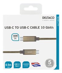 Deltaco USBC-1421M, USB C, 0.5m cena un informācija | Savienotājkabeļi | 220.lv