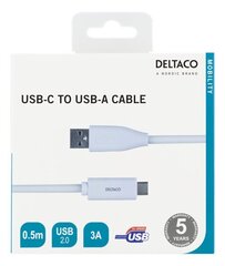 Deltaco USBC-1008M, USB C, USB A, 0.5m cena un informācija | Savienotājkabeļi | 220.lv