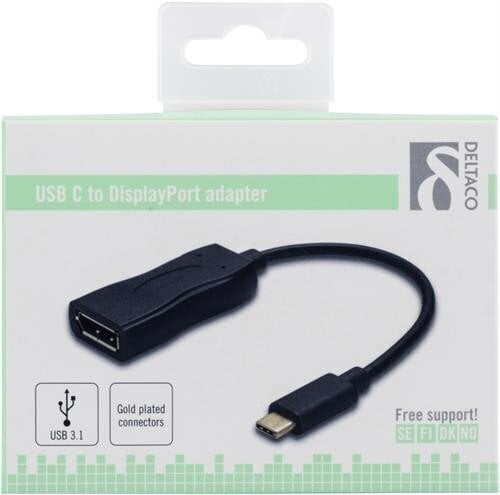 Deltaco USBC-DP, USB-C, 0.1 m cena un informācija | Adapteri un USB centrmezgli | 220.lv