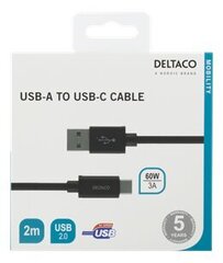 Deltaco USBC-1134M, USB A, USB C, 2m cena un informācija | Savienotājkabeļi | 220.lv