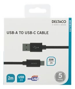 Deltaco USBC-1134M, USB A, USB C, 2m цена и информация | Savienotājkabeļi | 220.lv