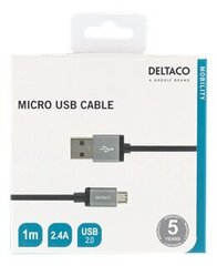 Deltaco MICRO-110F, USB A, USB Micro B, 1м цена и информация | Кабели для телефонов | 220.lv