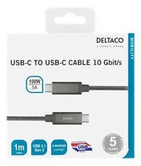 Deltaco USBC-1412M, USB C, 1m cena un informācija | Savienotājkabeļi | 220.lv