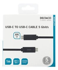 Deltaco USBC-1054M, USB C, 1m cena un informācija | Savienotājkabeļi | 220.lv