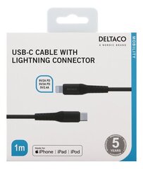 Deltaco IPLH-313M, USB C, Lightning, 1 м цена и информация | Кабели для телефонов | 220.lv