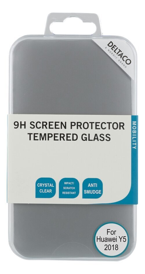 Deltaco plakans caurspīdīgs aizsargājošs stikls piemērots Huawei Y5(2018) 0.33mm / SCRN-1006 цена и информация | Ekrāna aizsargstikli | 220.lv