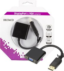 Deltaco DP-VGA7-K, DP/VGA, 0.2 m cena un informācija | Kabeļi un vadi | 220.lv