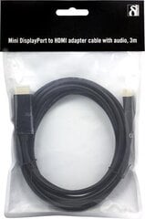 Deltaco DP-HDMI304, Mini DisplayPort, HDMI, 3m cena un informācija | Kabeļi un vadi | 220.lv