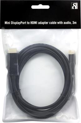 Deltaco DP-HDMI304, Mini DP/HDMI, 3 m cena un informācija | Kabeļi un vadi | 220.lv