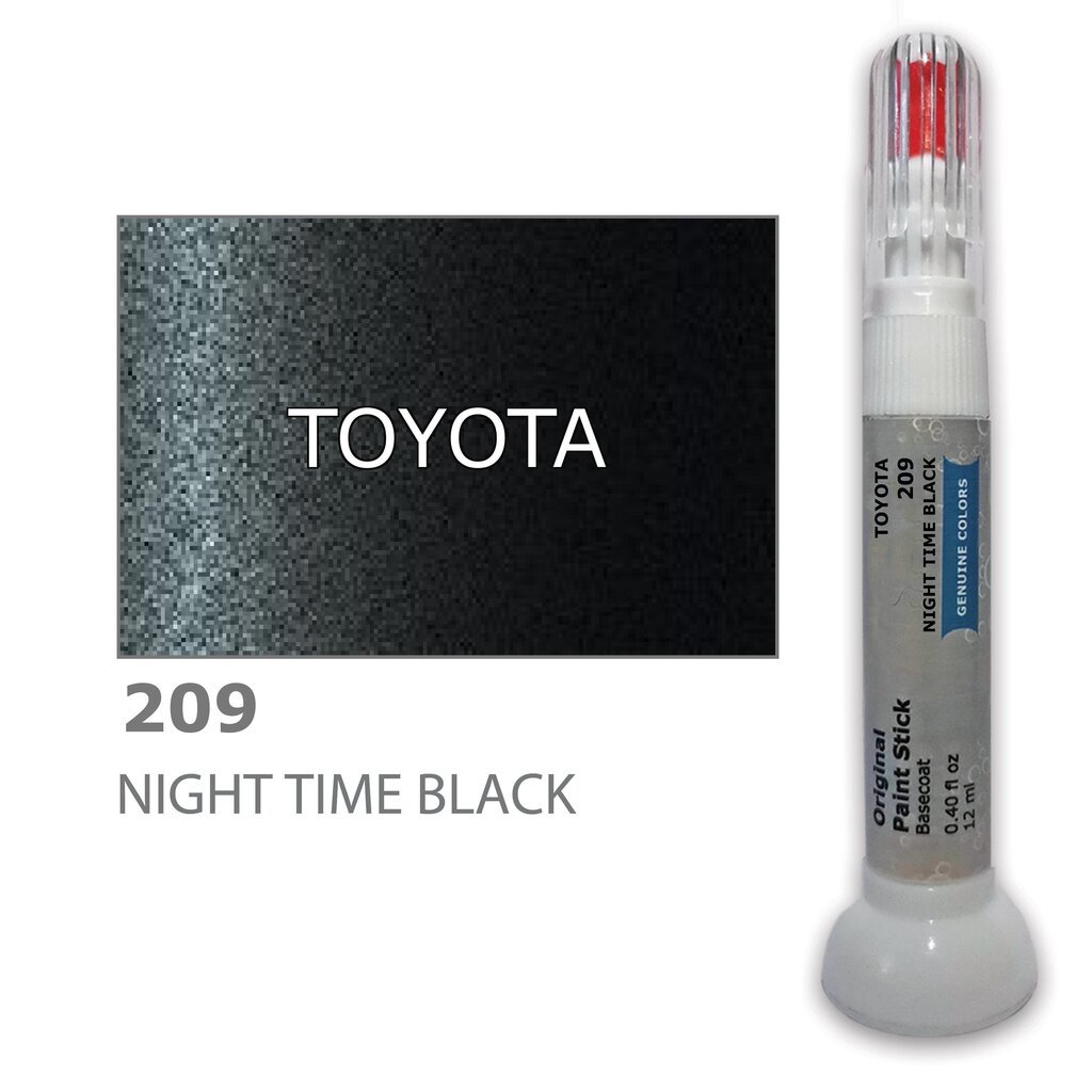 Krāsu korektors skrāpējumu korekcijai TOYOTA 209 - NIGHT TIME BLACK 12 ml cena un informācija | Auto krāsas | 220.lv