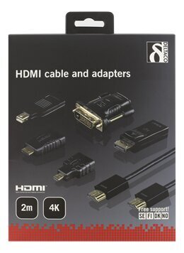 Deltaco HDMI-251, Micro HDMI/Mini HDMI/DP/Mini DP, DVI, HDMI, 2 m цена и информация | Kabeļi un vadi | 220.lv