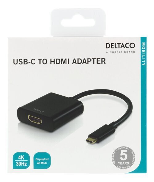 Deltaco USBC-HDMI8, USB-C, HDMI, 0.2m cena un informācija | Kabeļi un vadi | 220.lv