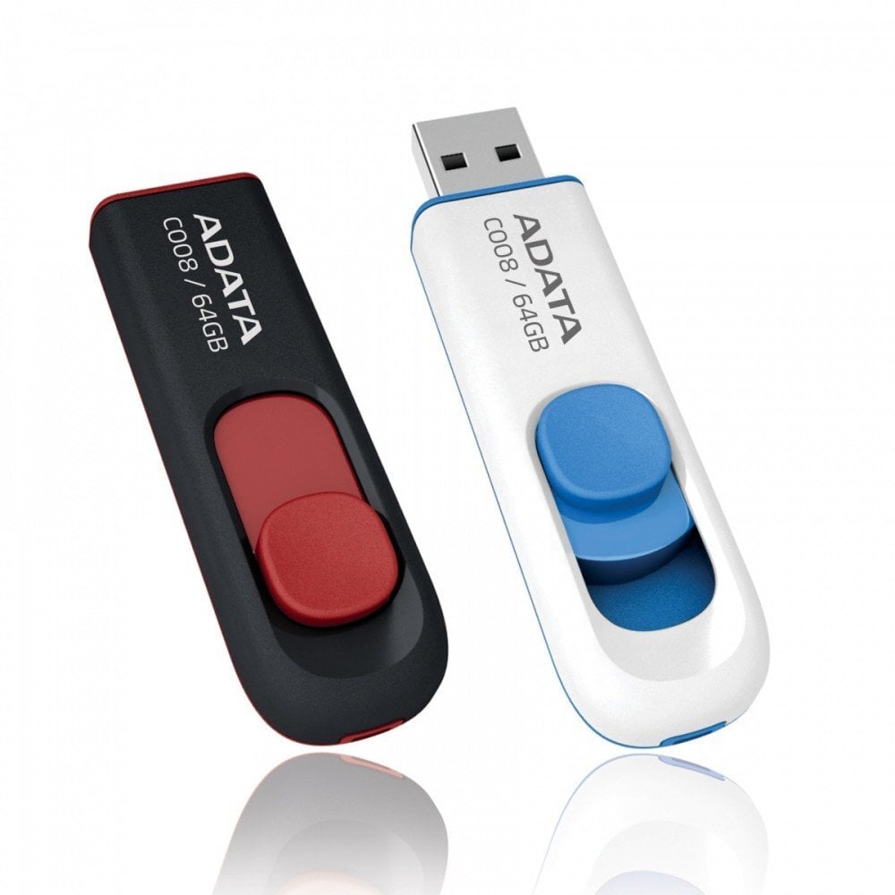 ADATA C008 64 GB, USB 2.0, White цена и информация | USB Atmiņas kartes | 220.lv