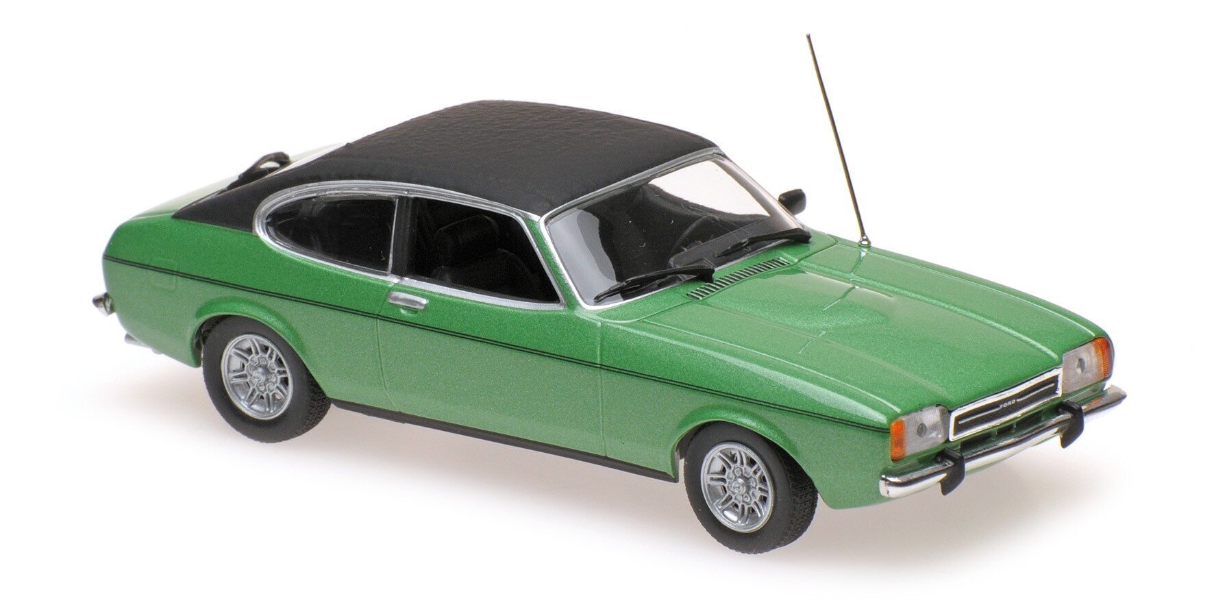 Ford Capri II 1974 Green Metallic Car Model Maxichamps 1:43 cena un informācija | Kolekcionējamie modeļi | 220.lv