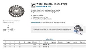 Apaļa birste ar pītu tērauda stiepli 0,50 mm Osborn (Ø 125mm) SB! cena un informācija | Slīpmašīnas | 220.lv