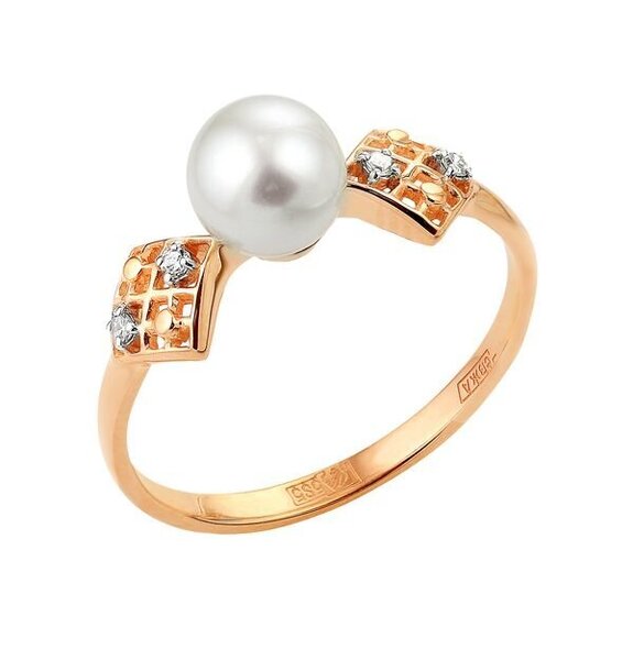 Zelta gredzens ar briljantiem un pērli 09SC5000608 cena | 220.lv