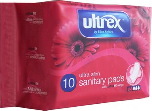 Гигиенические пакеты Ultrex Ultra Slim, 10 шт. цена и информация | Тампоны, гигиенические прокладки для критических дней, ежедневные прокладки | 220.lv
