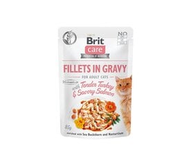 Brit Care Fillets in Gravy Tender Turkey & Savory Salmon влажный корм для кошек 85г цена и информация | Консервы для котов | 220.lv