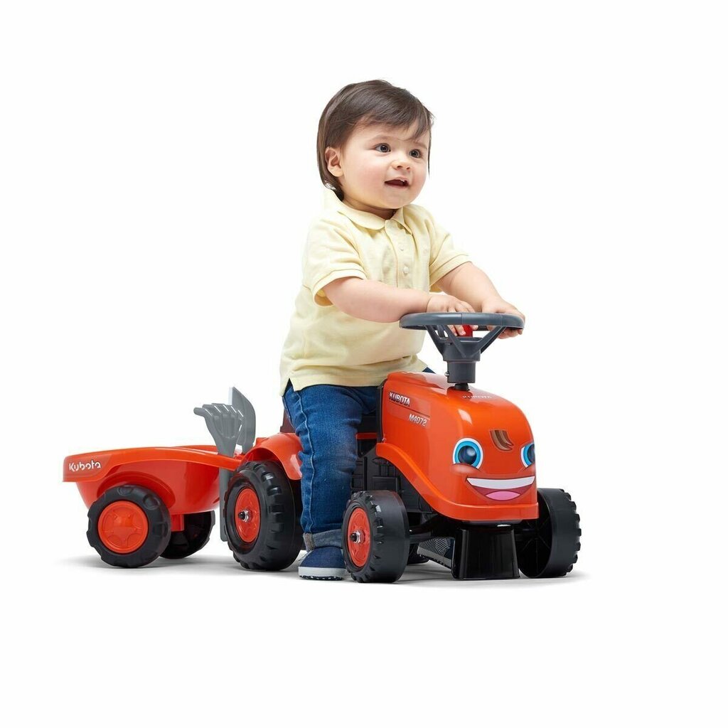 Stumjams traktors ar piekabi un piederumiem Falk Kubota, 260C цена и информация | Rotaļlietas zīdaiņiem | 220.lv