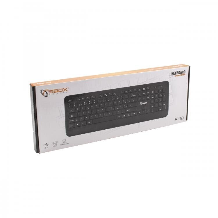 Vadu tastatūra Sbox K-19, melna cena un informācija | Klaviatūras | 220.lv