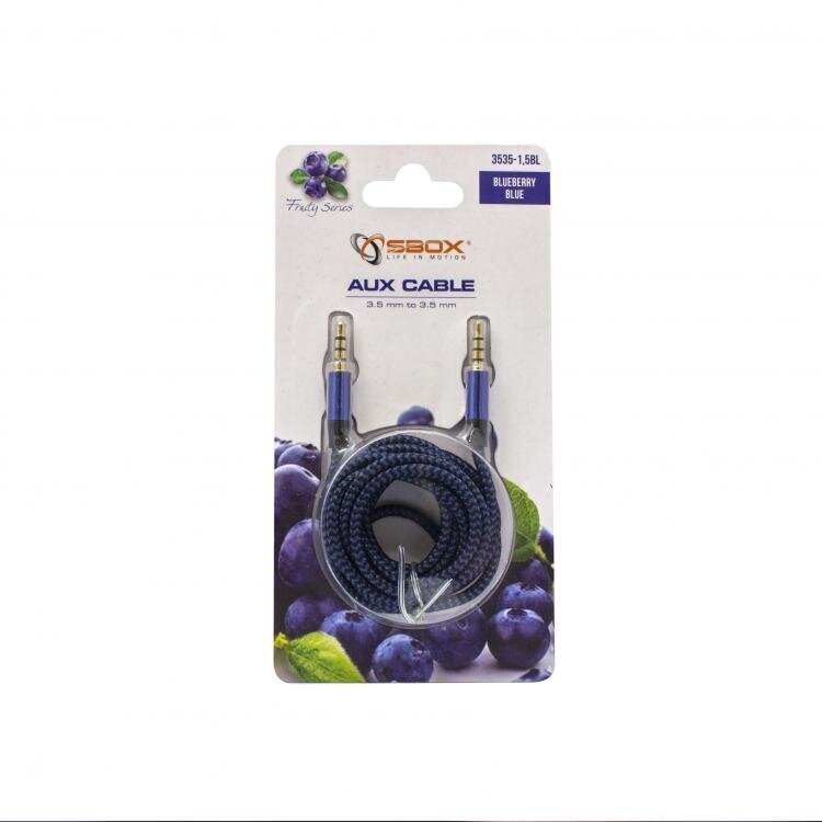 Kabelis Sbox AUX Cable 3.5mm to 3.5mm fruity blue 3535-1.5BL cena un informācija | Kabeļi un vadi | 220.lv