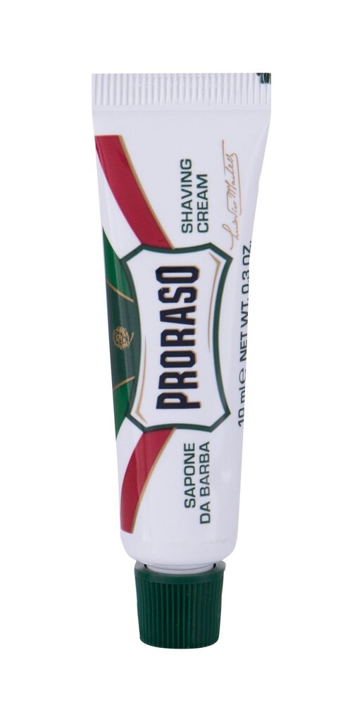 Skūšanās krēms Proraso Green, ceļojuma lieluma iepakojums 10 ml цена и информация | Skūšanās piederumi, kosmētika | 220.lv