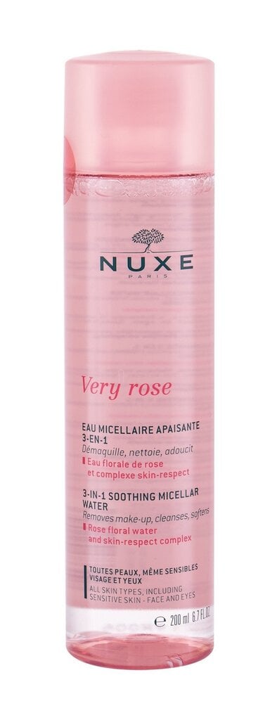 Nomierinošs micelārais ūdens Nuxe Very Rose 3in1 200 ml cena un informācija | Sejas ādas kopšana | 220.lv