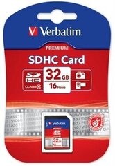 verbatim secure digital card premium u1, 32gb, sdhc, 43963, uhs-i u1 (class 10) цена и информация | Карты памяти для телефонов | 220.lv