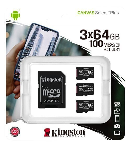 Kingston microSDHC 64GB (+ SD adapteris) цена и информация | Atmiņas kartes mobilajiem telefoniem | 220.lv