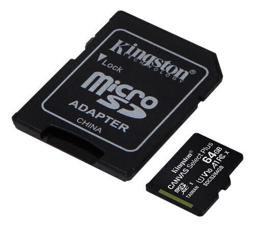 Kingston microSDHC 64GB (+ SD adapteris) цена и информация | Atmiņas kartes mobilajiem telefoniem | 220.lv