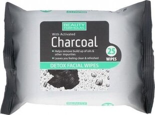 Влажные очищающие салфетки для лица Beauty Formulas Charcoal 25 шт. цена и информация | Средства для очищения лица | 220.lv