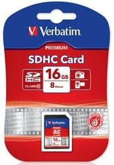 Verbatim SDHC 16GB cena un informācija | Atmiņas kartes mobilajiem telefoniem | 220.lv
