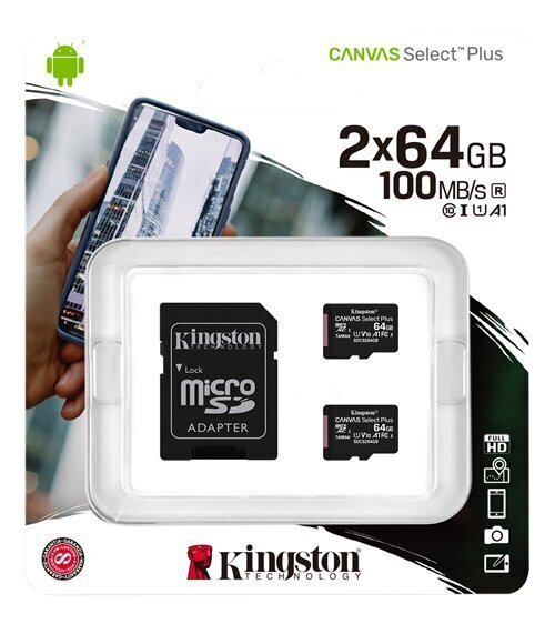 Kingston microSDHC 64GB (+ SD adapteris) цена и информация | Atmiņas kartes mobilajiem telefoniem | 220.lv