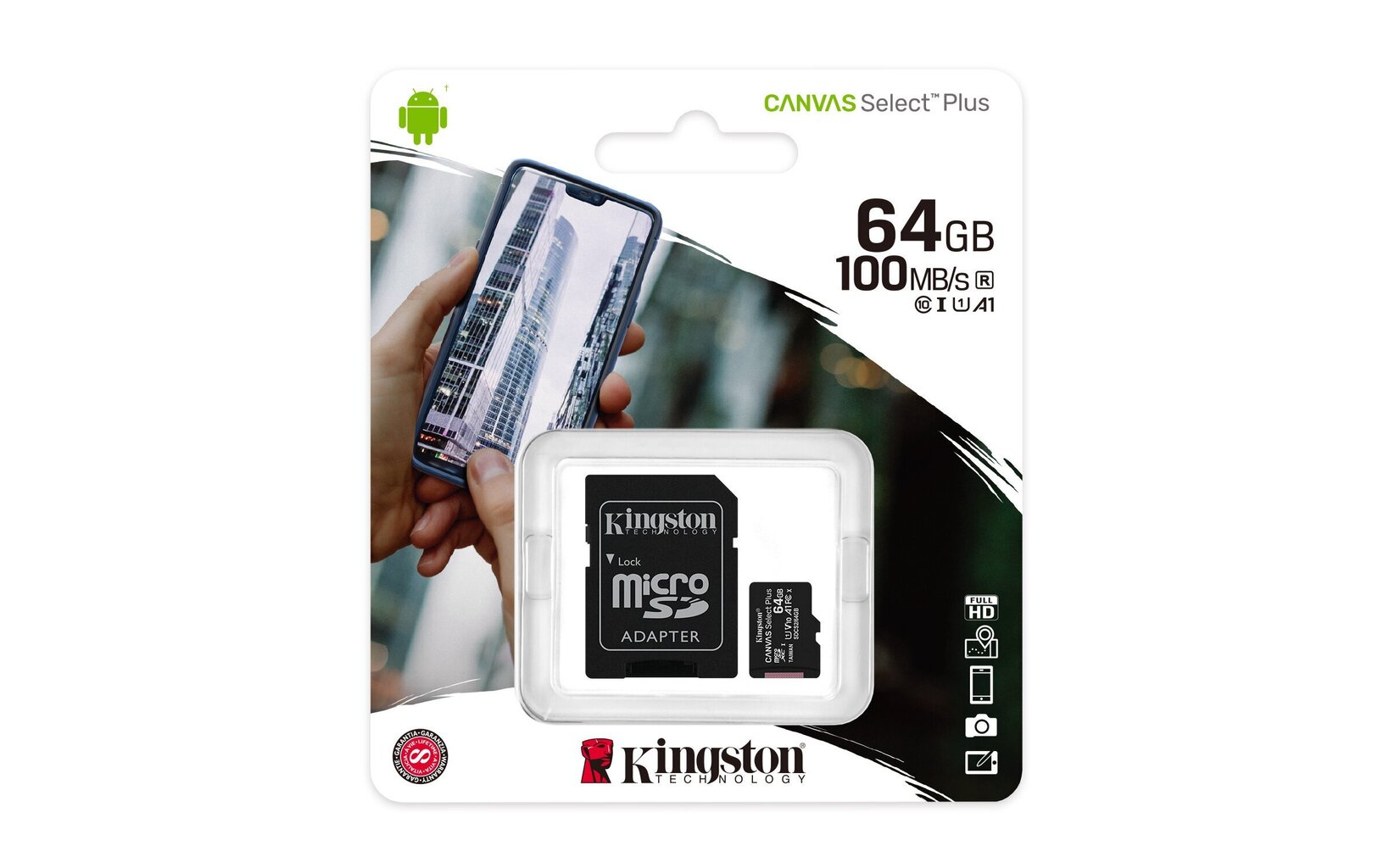 Kingston microSDXC 64GB (+SD adapteris) cena un informācija | Atmiņas kartes mobilajiem telefoniem | 220.lv