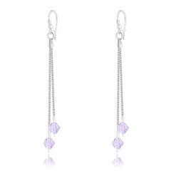 Auskari Bicone Silver Drop, Light Amethyst cena un informācija | Auskari | 220.lv