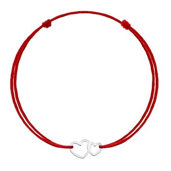 Красная каббала «Двойное сердце», серебро цена и информация | Женские браслеты | 220.lv