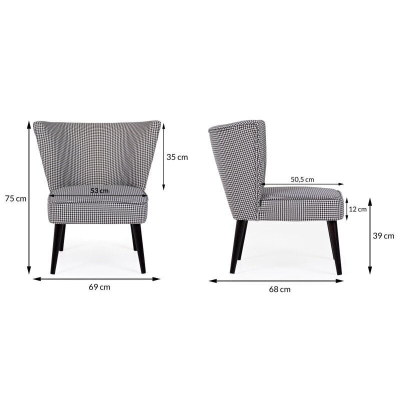 Krēsls TMS Pepino, melns/balts cena un informācija | Atpūtas krēsli | 220.lv