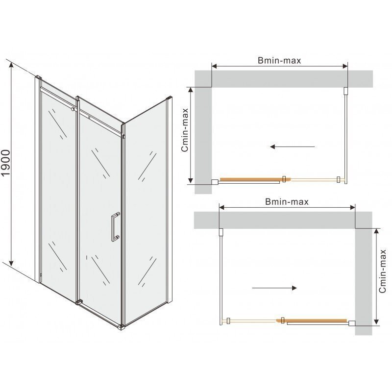 Dušas kabīne Mexen Omega, 8 mm, 130x70,80,90,100, grey cena un informācija | Dušas kabīnes | 220.lv