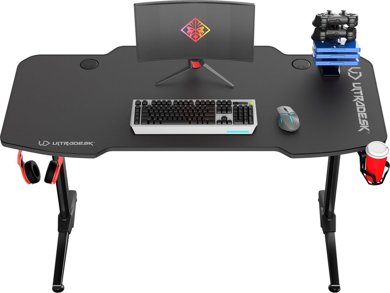 Spēļu galds Ultradesk Frag Black, melns cena un informācija | Datorgaldi, rakstāmgaldi, biroja galdi | 220.lv