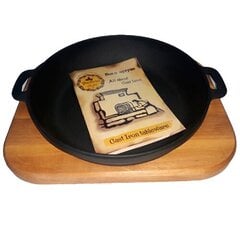 Чугунная посуда для выпечки 20x4 см с деревянным поддоном, T1011-01 цена и информация | Формы, посуда для выпечки | 220.lv